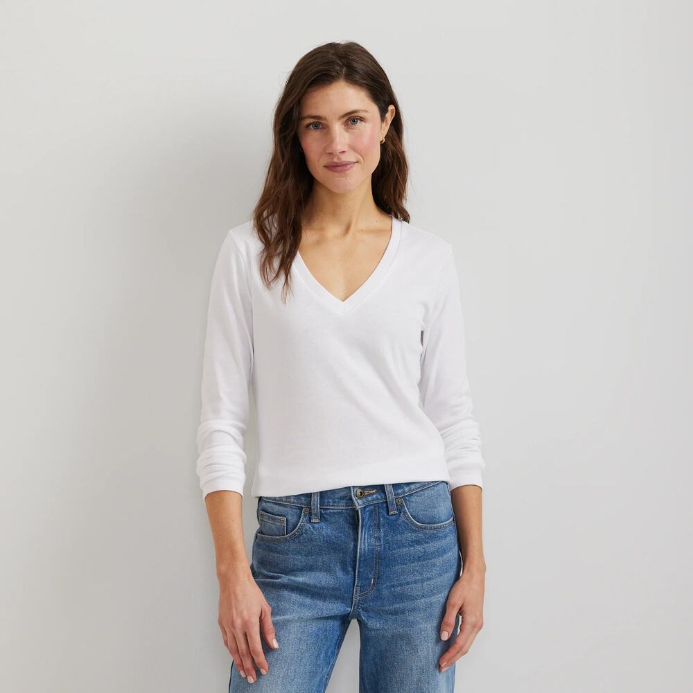 NEW Eddie Bauer Everyday T Shirt Women's White V Neck Basic Size S